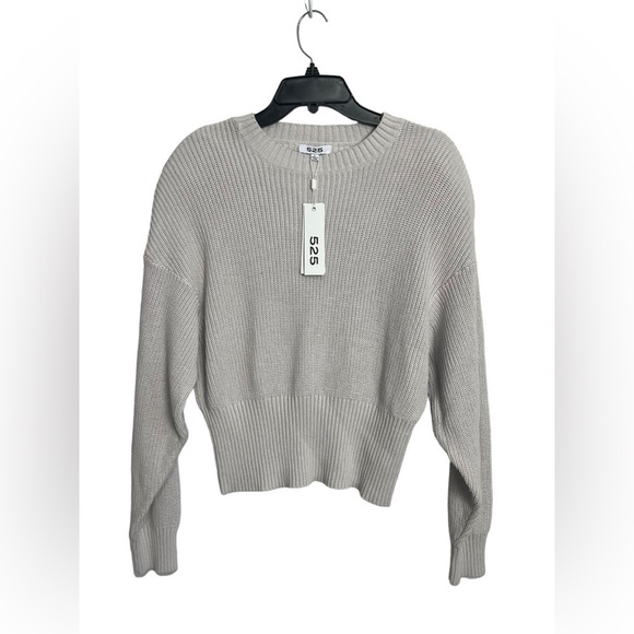 525 AMERICA | CREWNECK SHAKER STITCH SWEATER | SILVER NWT Large - Picture 4 of 5